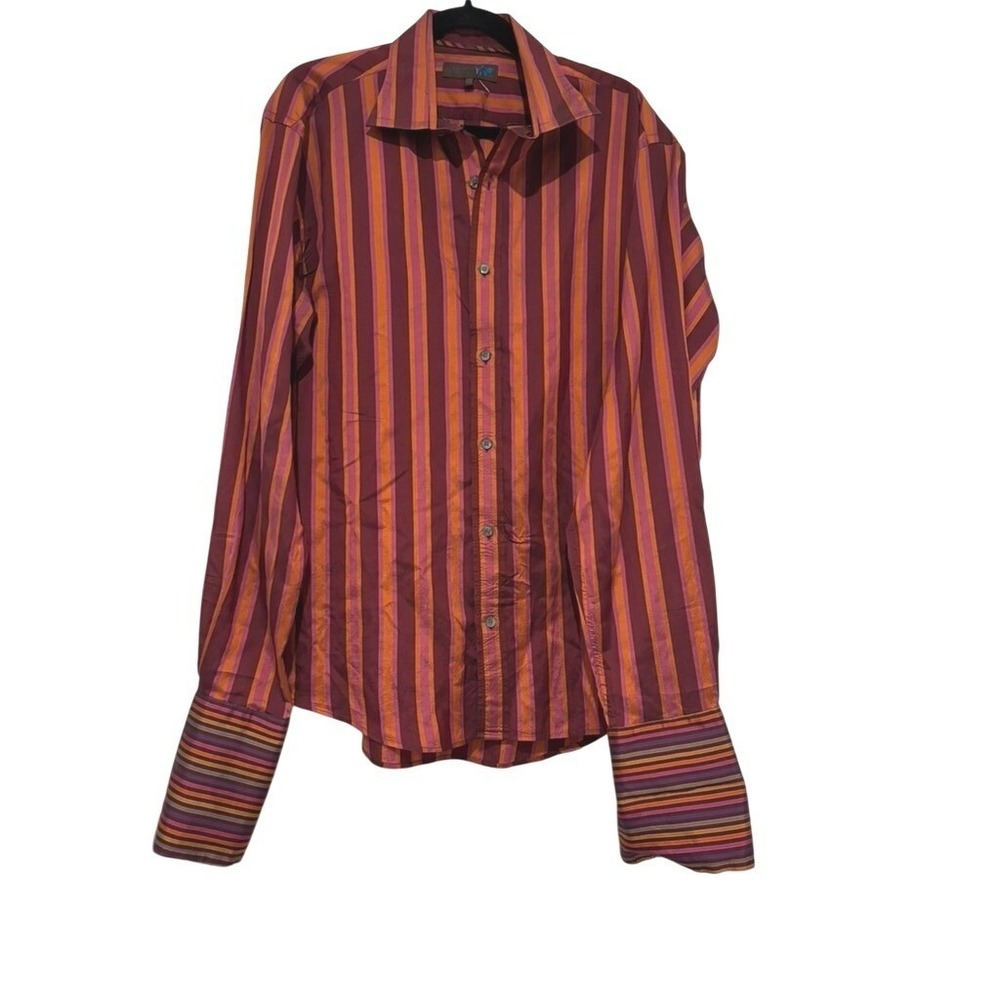 Ted Baker sz L wine silk collared button down shirt french cuffs old money OO